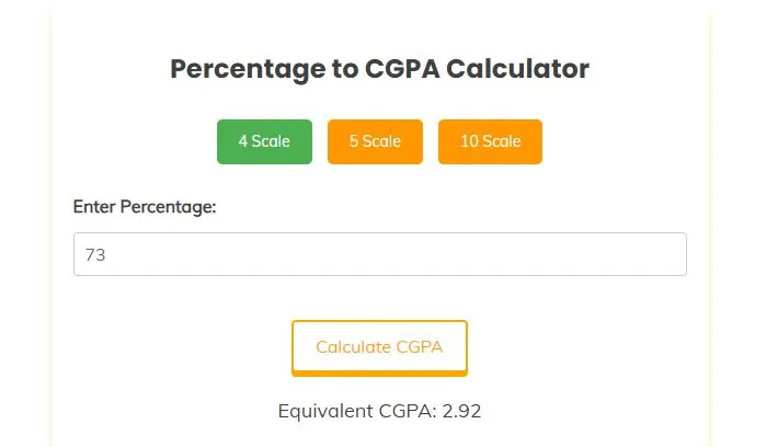 percentage to cgpa calculator